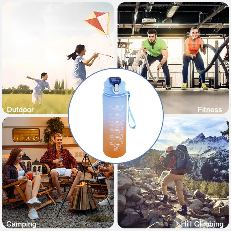 900ML Large Capacity Water Bottle Sports Water Bottles with Time Marker Leak-proof Cup Motivational Portable Water bottle for Outdoor Sport Fitness Kitchen & Dining room appliances