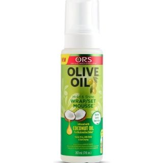 ORS Olive Oil Hold & Shine Wrap/Set Mousse with Coconut Oil Tames Frizz, twists and defines curls