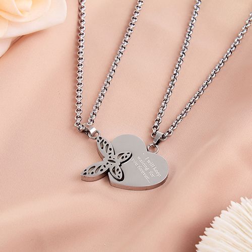 2 pcs/sets new stainless steel O-line chain butterfly love mood couple necklace men's and women's necklace jewelry wholesale new to Christmas Black Friday anniversary gift