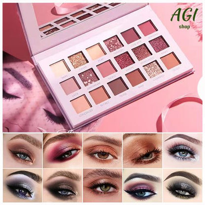 18 Colors Eyeshadow Pallete, Pearlescent Matte Glitter Eyeshadow Palette Make Up Eyeshadow Beauty Eye Pallete Waterproof Concealer Makeup Pallete Lasting-Effect Eye Shadow