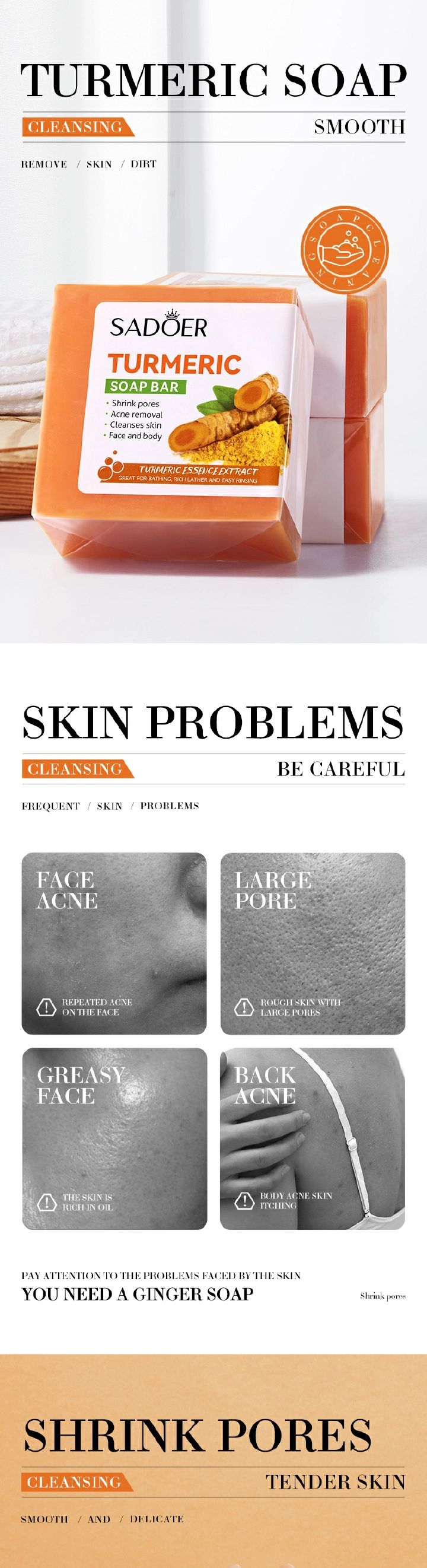 Tumeric Soap, Body and Face Tumeric Soap , Clears Pores, Brighten Face, Shrink Pores, Remove Acne