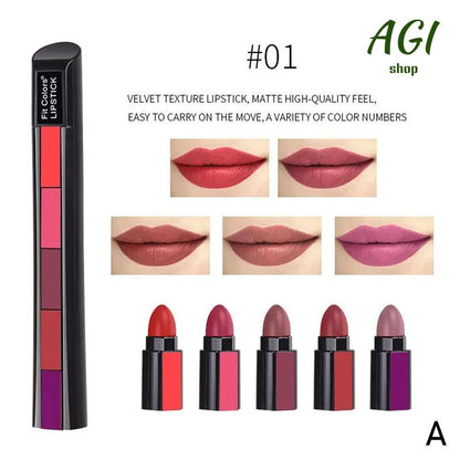 Matte 5-color Lipstick Set Velvet Lip Stick Non-stick Lip Gloss Moisturize Long Lasting Waterproof Red Lipstick Lip Makeup Cosmetics Kit