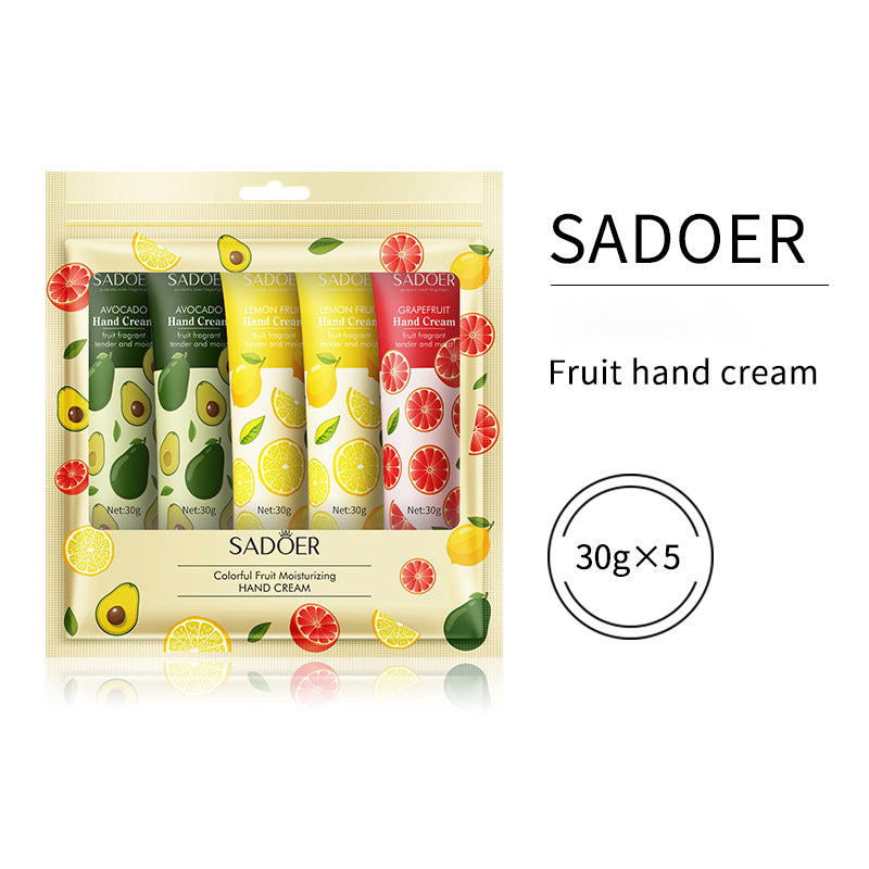 SADOER Hand Cream 5 PCS/Set Fruit Moisturizing Hand Cream Nourish Hand Care Hand Lotion Moisturize Stratum Corneum Hands Hydration Moisturizing Skin Care Creams for Dry Cracked Hands