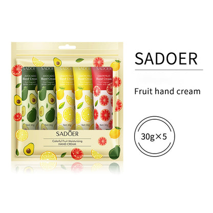 SADOER Hand Cream 5 PCS/Set Fruit Moisturizing Hand Cream Nourish Hand Care Hand Lotion Moisturize Stratum Corneum Hands Hydration Moisturizing Skin Care Creams for Dry Cracked Hands