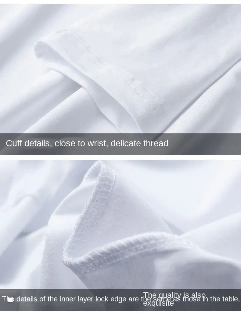 2PC Size M -2XL white+black men's short sleeve clothing boys casual round neck T-shirt youth tops students half sleeve slim clothes