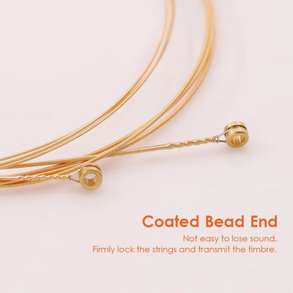 6 PCS Guitar Strings Acoustic Guitar Strings Steel Core Rust Proof String with Coated Phosphor Copper For High Moderate Hardness
