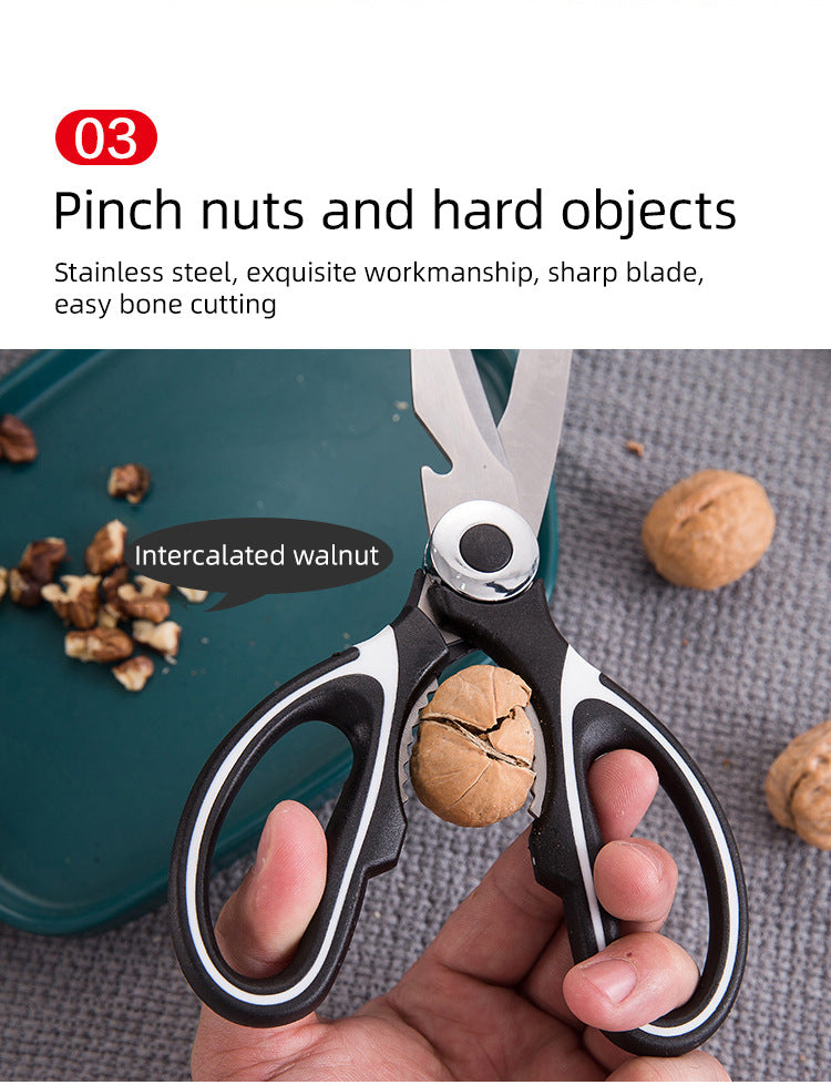 Kitchen Scissors Stainless Steel Multifunctional Kitchen Household Scissors Bone Scissors Chicken Wings Fish Killing