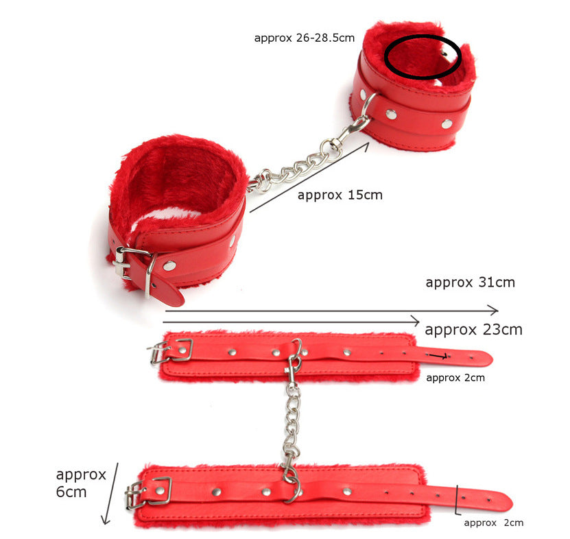 HW 7pcs/set sex toys Adult Sex SM Toys Handcuffs-Cuffs-Strap-Whip-Rope-Neck-Bandage-Sexy Women and man Sex Toy