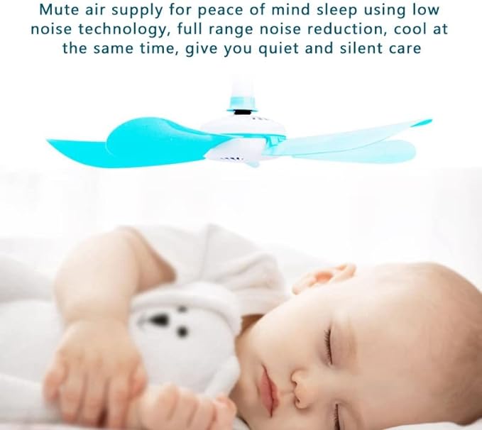 5Blades Quiet Small DC Ceiling Fan Hanging Fan for Camping Cruise RV Tent Gazebo Bed Dormitory Home Room Ceiling Fan Portable Canopy Fan with ON/OFF switch