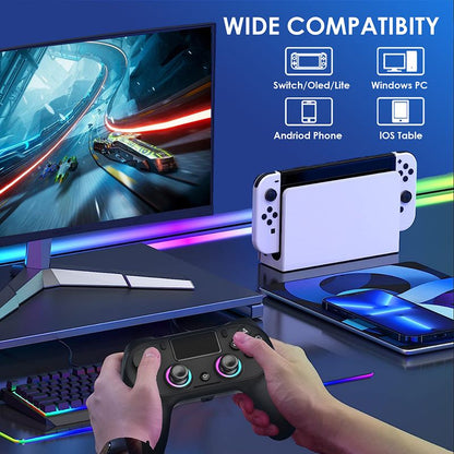P4 Game Controller Wireless Bluetooth PC Joystick Six-axis Dual Four-vibration Gamepad Console With Light Game Console Game Pad For Android IOS Phone PC Tablet TV Box Game Accessories