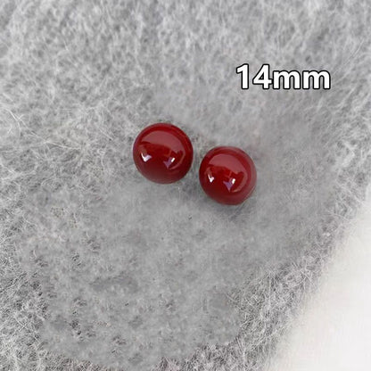 Wine red cherry earrings, retro oval high-end design earrings, versatile earrings for daily commuting