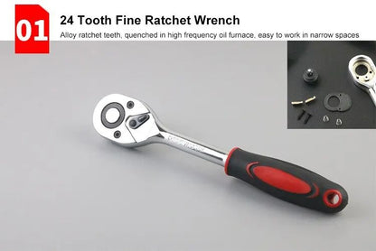 46pcs Car Repair Tool Kit 1/4-Inch Socket Set Car Repair Tool Ratchet Torque Wrench Combo Auto Repairing Set Mechanic Tool