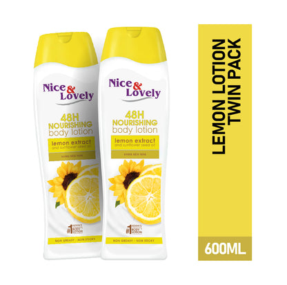 Nice & Lovely Twin Moisturizing Lemon 600ml Lotion (Pack of 2)