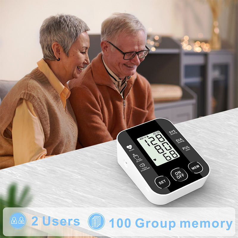 Blood Pressure Monitor Medically Accurate Upper Arm Cuff Digital Health Monitors Voice Broadcast Health Care Medical Equipment Measurement Tool LCD Digital Tonometer Sphygmomanometer