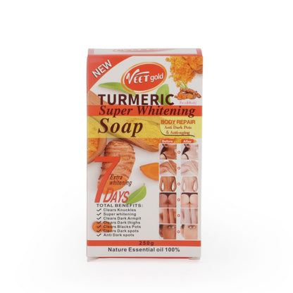VEET GOLD Turmeric Supper Whitening Oil 1000ml + Soap 250g Whitening Soap Clears Knuckles Removes Dirt & Impurities Super Whitening Clears Dark Thighs Anti Dark Spots Body Oil 1000ml