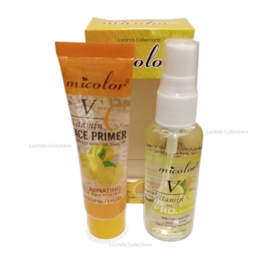 Micolor 2 In 1 Vitamin C illuminating Face Primer + Pro HD Setting Spray Fixer Matte Finish Makeup Set