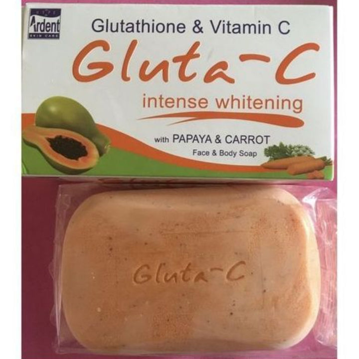 Gluta C Gluta-C Intense Whitening Soap Glutathione & Vitamin C With Papaya & Carrot Face & Body Brightening Dark Spots Exfoliating