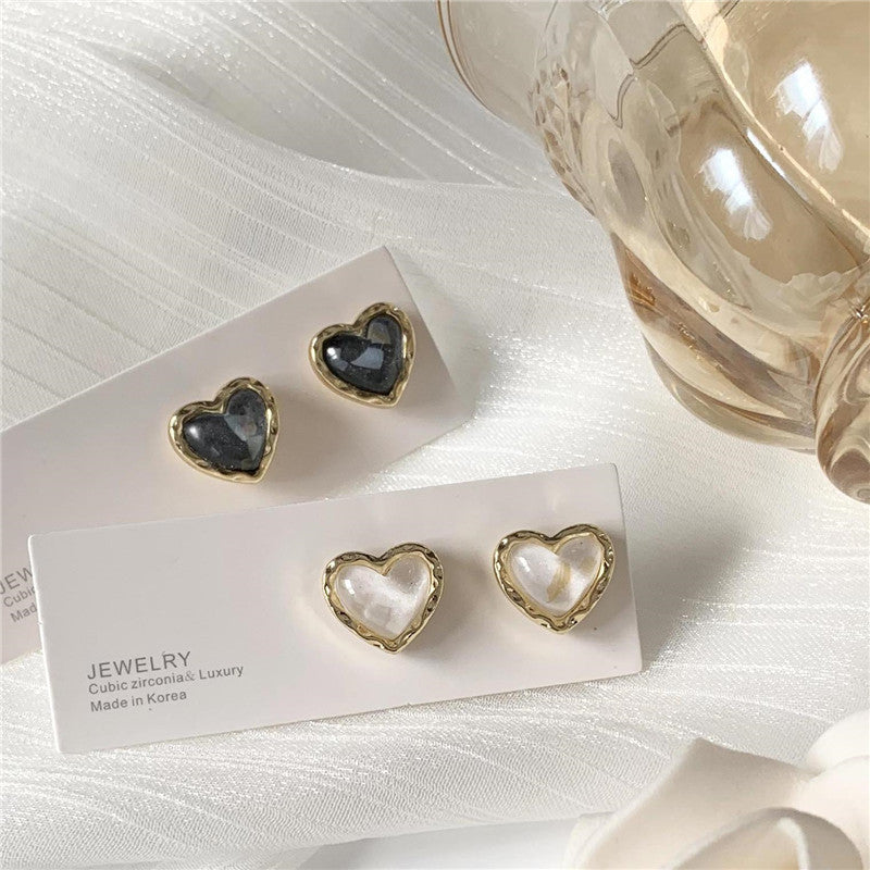 S925 silver needle elegant temperament simple gold rim small peach heart earrings new stud earrings new to Black Friday Christmas Valentine's Day gift