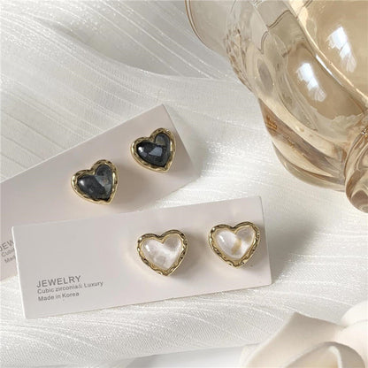 S925 silver needle elegant temperament simple gold rim small peach heart earrings new stud earrings new to Black Friday Christmas Valentine's Day gift