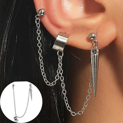 Europe and the United States new creative personality earrings punk style chain earrings bone clip has layers of fashion women
