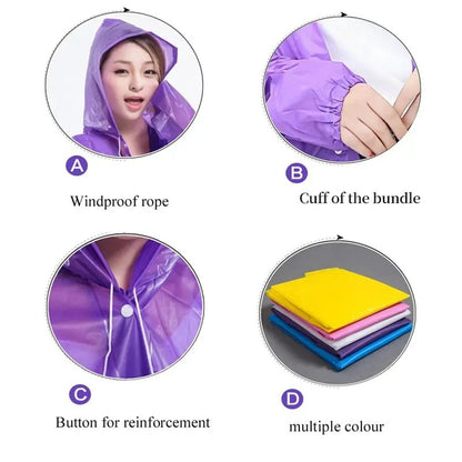 Non-disposable Thickened Frosted Waterproof Adult Men Women Children Integrated Semi-transparent Hiking Raincoat
