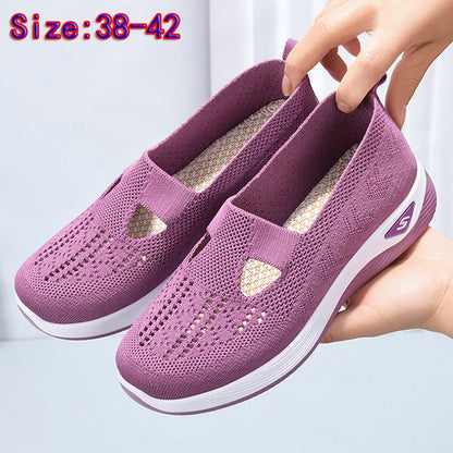 Size 38-42 Women's running shoes single shoes ladies' soft soled casual shoes girls' athletic mesh shoes students Yoga shoes driving shoes Mom gym shoes sneaker Purple