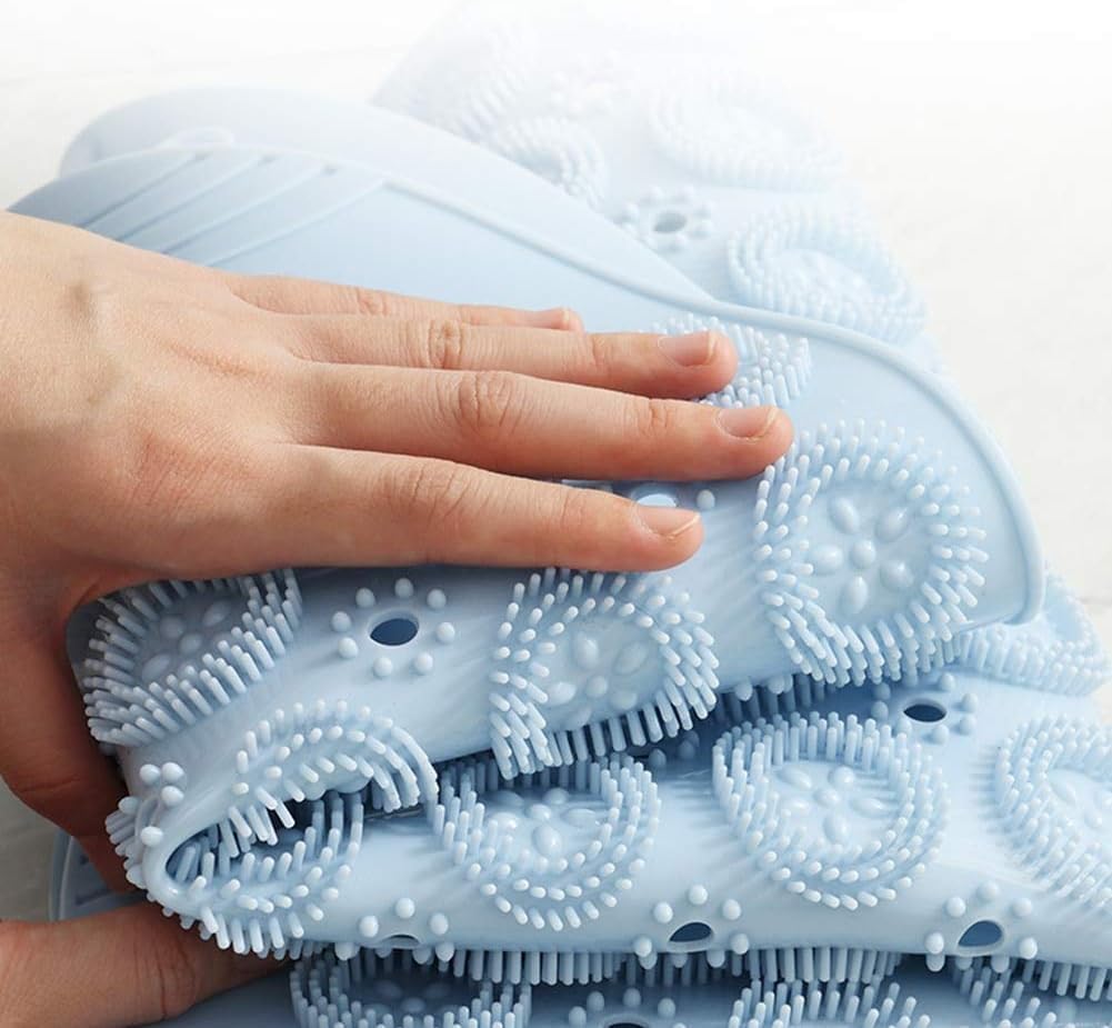 Shower Mat, Round Shower Stall Mat, PVC Bathtub Mat, Non Slip Bath Mat with Suction Cups and Drain Holes, Machine Washable for Bathroom Bathtub Swimming Pool