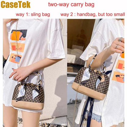 New arrival small small sling bag check video fast delivery CaseTek Women's small sling bag Fashion Handbags with scarf ladies Shoulder bag good designPU bag
