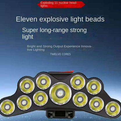 Rechargeable Headlamp, 11 LED High Lumen Bright Headlamp USB Headlight, Head Lamps for Outdoor Running Hunting Hiking Camping Gear