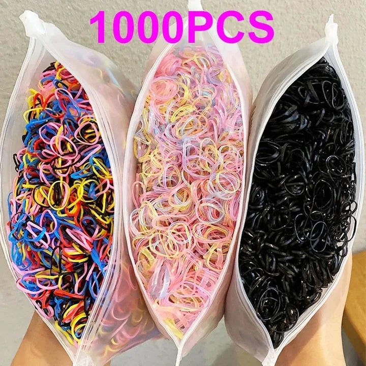 1000pcs Girls Colourful Disposable Rubber Band Elastic Hair Bands Headband Children Ponytail Holder Bands Kids Hair Accessories
