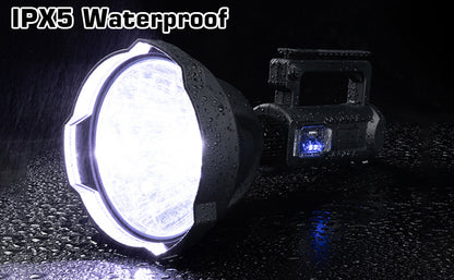 echargeable Spotlight Flashlight, High Lumens Handheld Spotlight,LED Searchlight with Shoulder Strap and USB Output for During Hurricane,Emergency, Storms, Outages,Hunting, Hiking, Camping