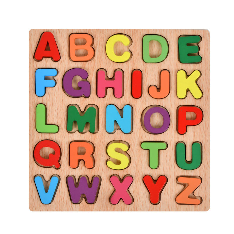 kid's Early Education Toy Alphabet Number Puzzle Wooden Building Block Toys Alphabet puzzle