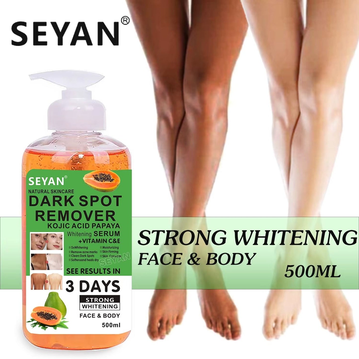 Seyan Dark Spot Remover 500ml – Powerful Skin Lightening & Brightening Cream for Face & Body – Fades Dark Spots, Acne Marks, Hyperpigmentation & Uneven Skin Tone for Radiant, Smooth Skin