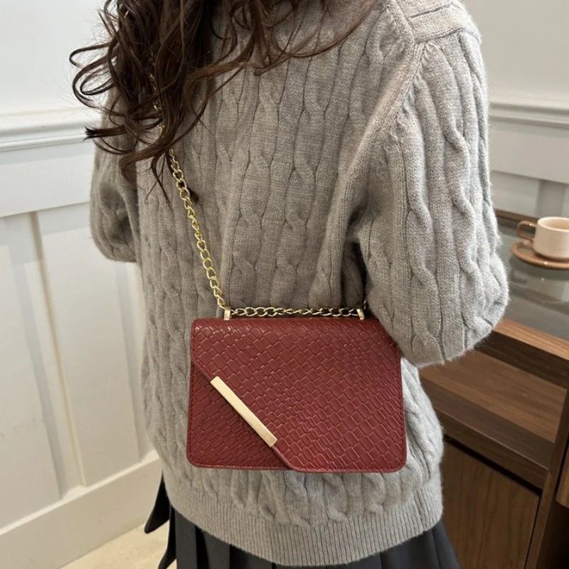 Mateamoda Luxury-Inspired Quilted Sling Bag with Gold Chain Accent Crossbody Bag