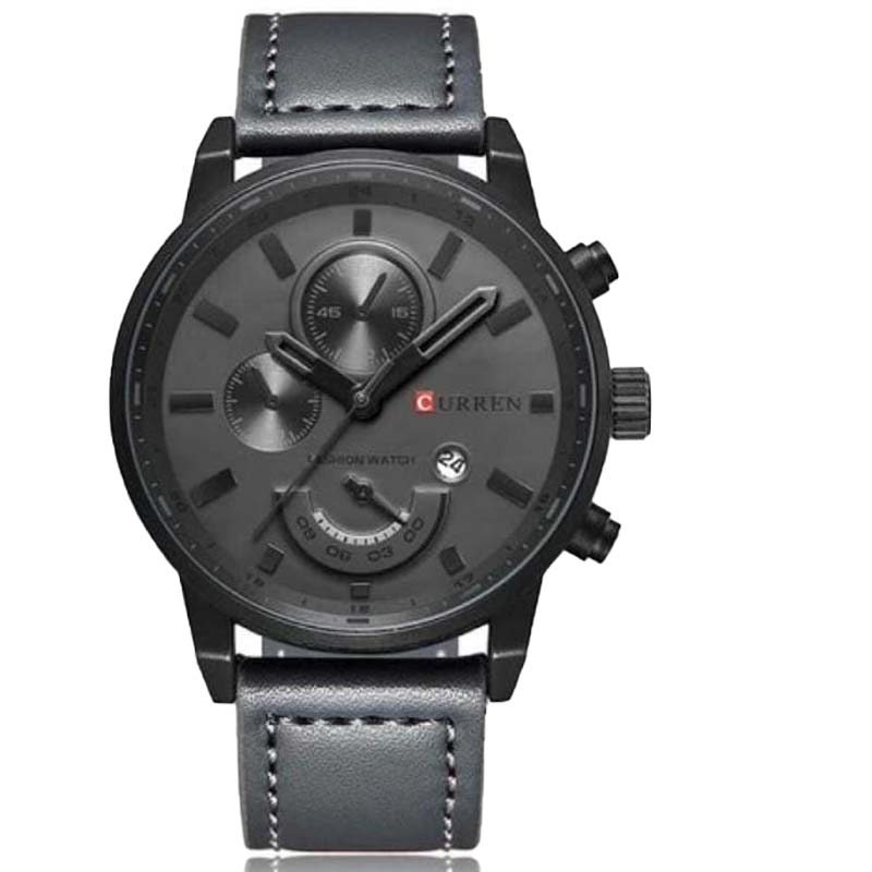 Curren 8301 Men’s 45 mm 3D Dial Watch – Leather Strap Quartz Timepiece with Auto Date, Complete Calendar, Hardlex Face & 3 ATM Water Resistance