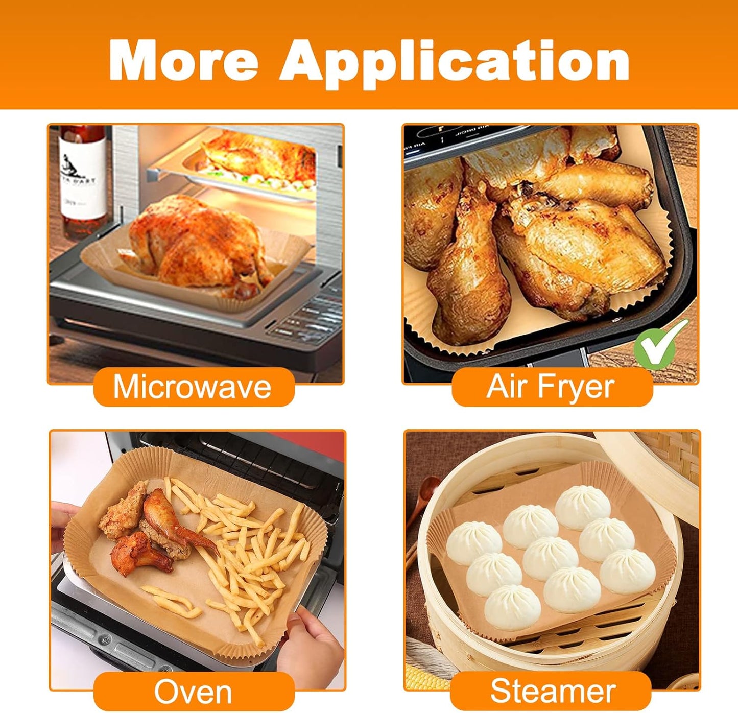 100pcs Air Fryer Liners DisposableAir Fryer Paper Non-Stick Air Fryer Parchment Paper Liners, Oil-Proof Water-Proof Round Air Fryer Liners for Cooking, Baking