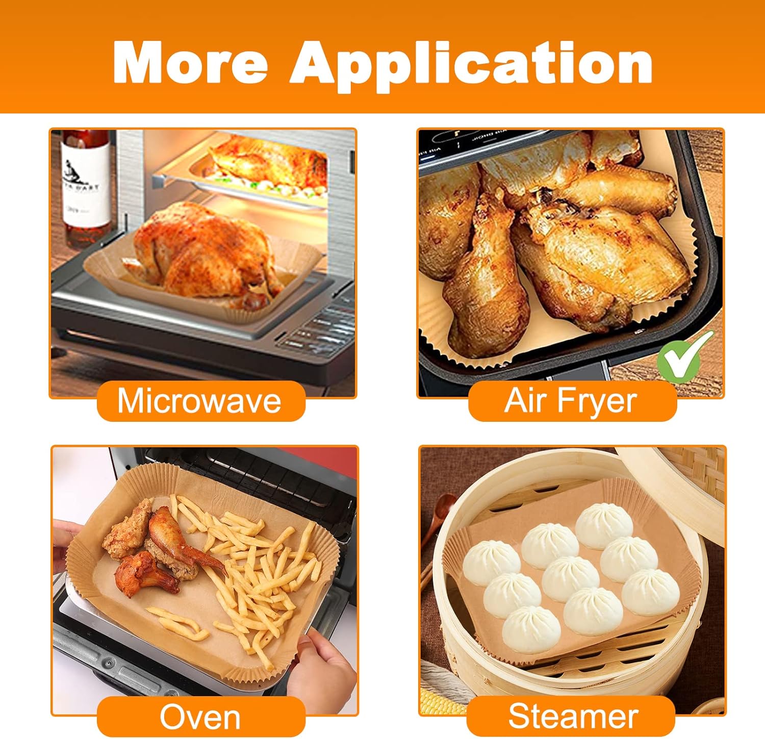 100pcs Air Fryer Liners DisposableAir Fryer Paper Non-Stick Air Fryer Parchment Paper Liners, Oil-Proof Water-Proof Round Air Fryer Liners for Cooking, Baking