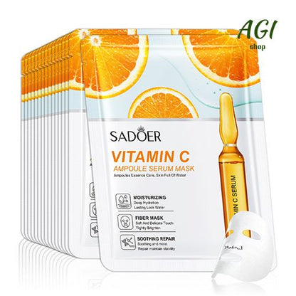 Facial Mask Sheet Pores Moisturizing 24K Gold Vitamin C Hyaluronic Acid Face Mask Facial Moisturizing Firming Hydrating Facial Masks Skin Care Oil-Control Anti-Aging Replenishment Face Care Treatments