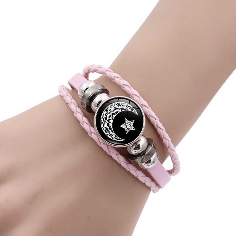 2Pcs Leather Bracelet for Couples, Retro Punk Multi-layer Beaded Braided Bracelet Gift for Lovers