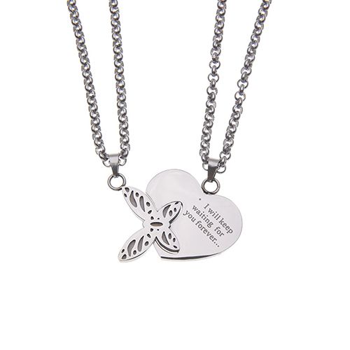 2 pcs/sets new stainless steel O-line chain butterfly love mood couple necklace men's and women's necklace jewelry wholesale new to Christmas Black Friday anniversary gift