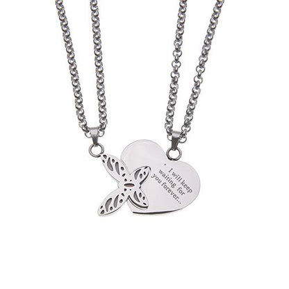 2 pcs/sets new stainless steel O-line chain butterfly love mood couple necklace men's and women's necklace jewelry wholesale new to Christmas Black Friday anniversary gift