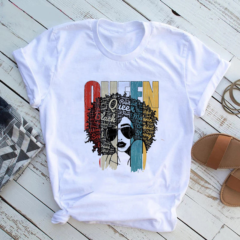Tshirts Women T-shirts 2 in 1 tshirts Women Clothes Shirts 2 PCS/Sets Women Tops Lady Wear shirts Africa Queen On Sale New Arrival