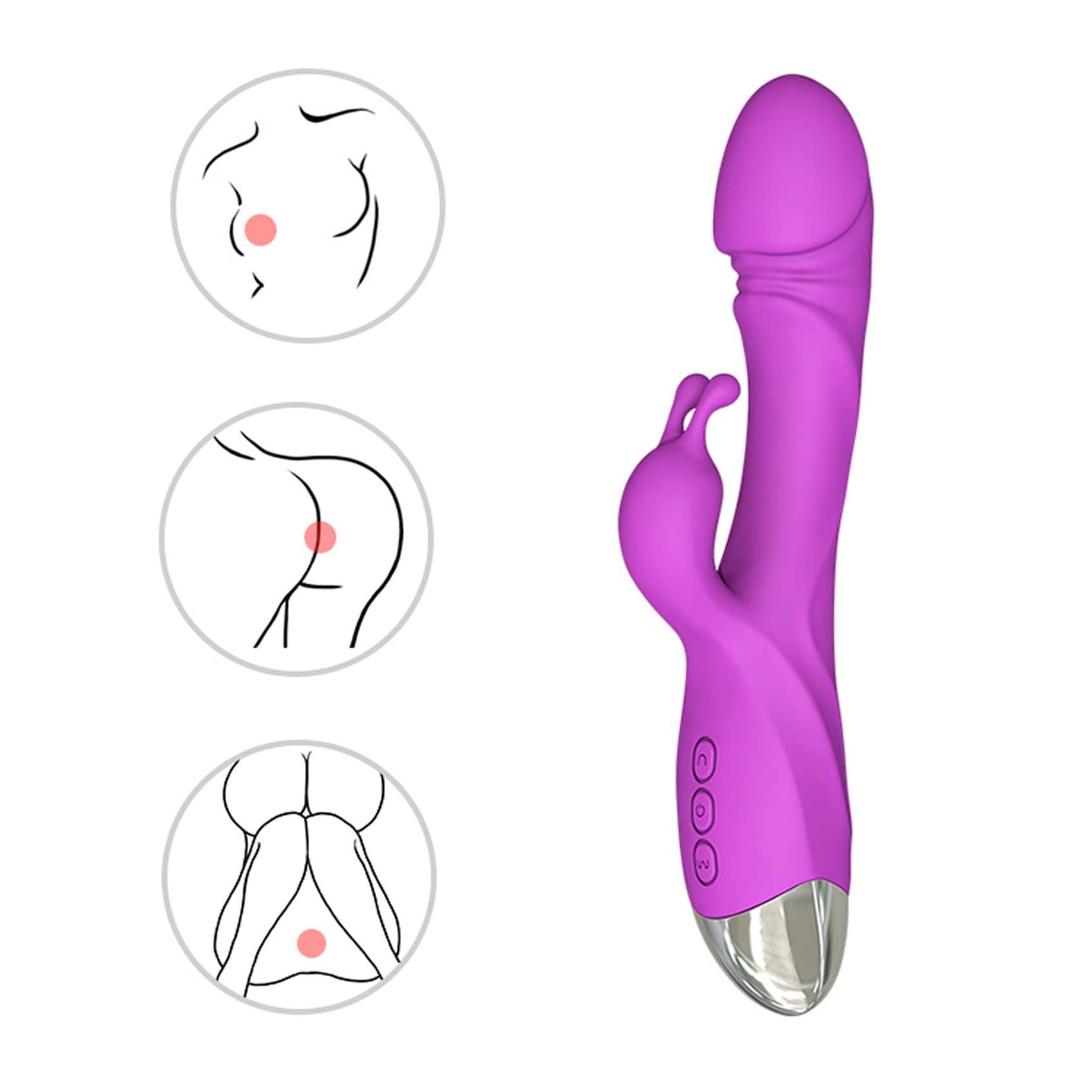 Realistic Dildo Rabbit Veined G Spot Vibrator Rechargeable Waterproof Powerful Vibrating Clit Stimulator Handhold Dual Motors Massager Adult Sex Toy for Ladies Women Couple