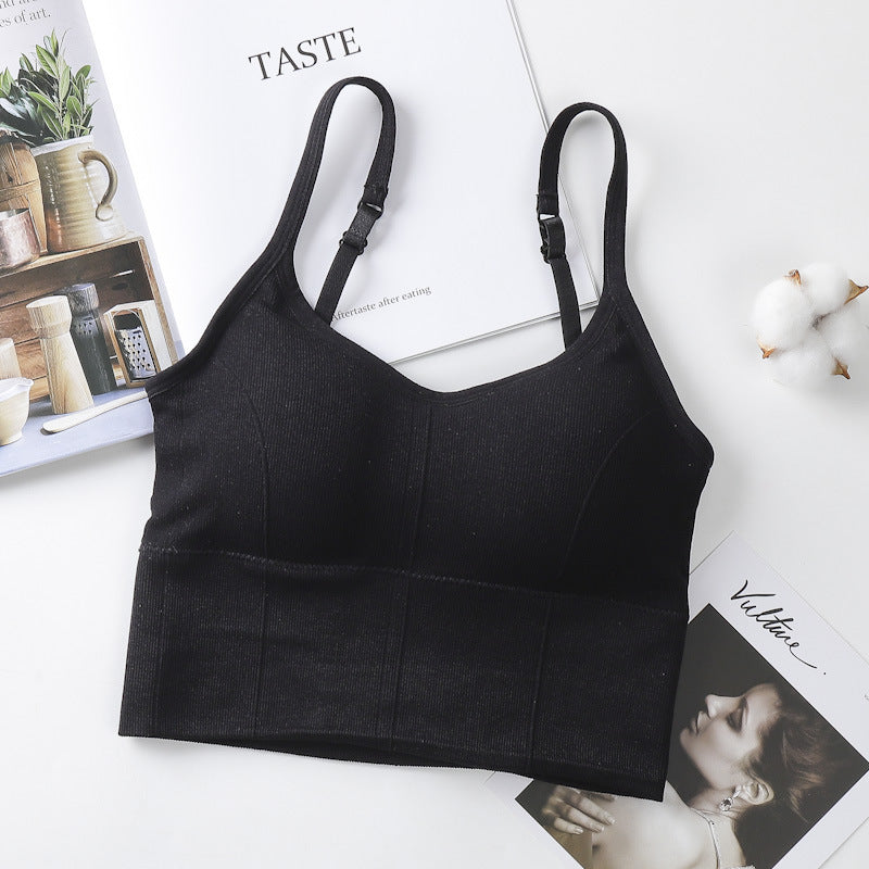 3PC Women’s seamless bra Tracksuit without steel ring Ladies lingerie tube top comfortable sports bra Girls hollowed out sling bra removable chest pad