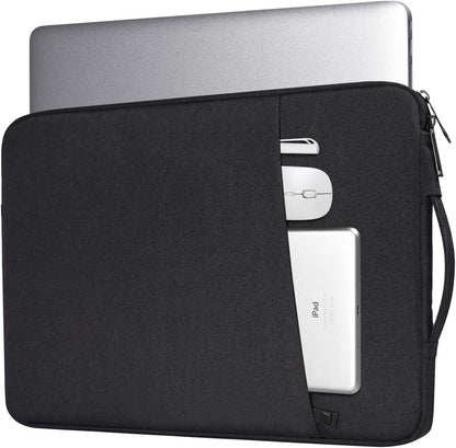 15.6-Inch Waterproof Laptop Sleeve with iPad Pocket - Multi-Layer Shockproof Protective Case for MacBook/Tablet, Slim Durable Design for Work & Travel, Black