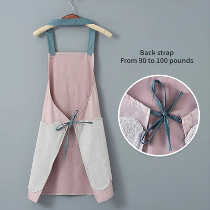 Cartoon Kitchen Apron with Pocket Oil-proof Waterproof Apron Hand wipe apron Household Cooking Tools Kitchen Cooking Accessories