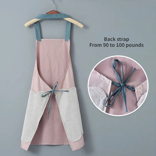 Cartoon Kitchen Apron with Pocket Oil-proof Waterproof Apron Hand wipe apron Household Cooking Tools Kitchen Cooking Accessories