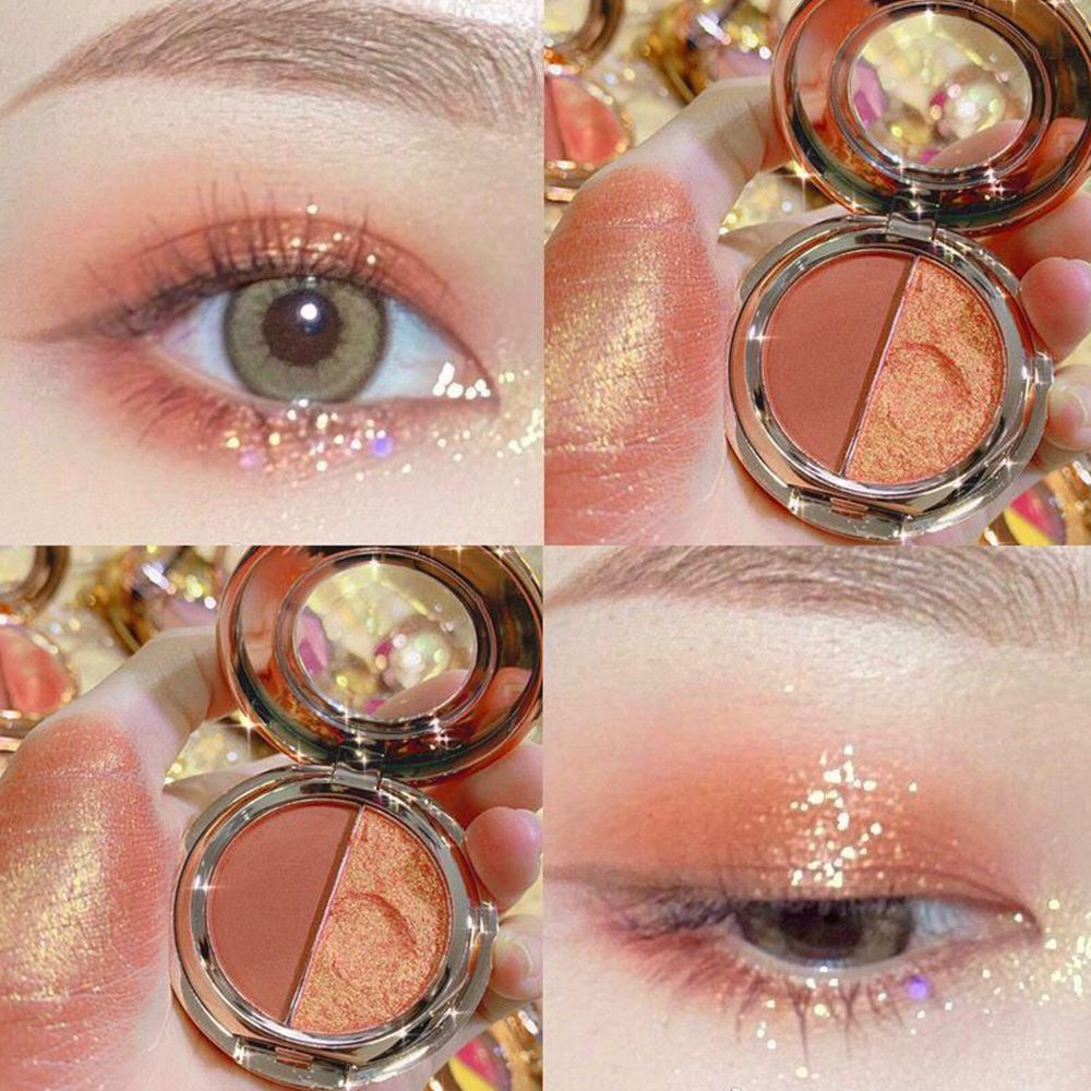 New two-color eyeshadow pumpkin earth color matte gold flash eyeshadow tray students waterproof niche affordable female