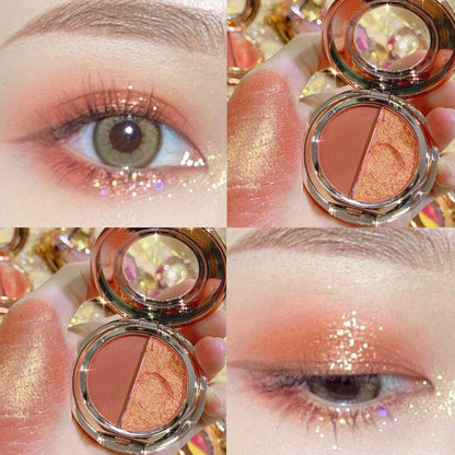 New two-color eyeshadow pumpkin earth color matte gold flash eyeshadow tray students waterproof niche affordable female