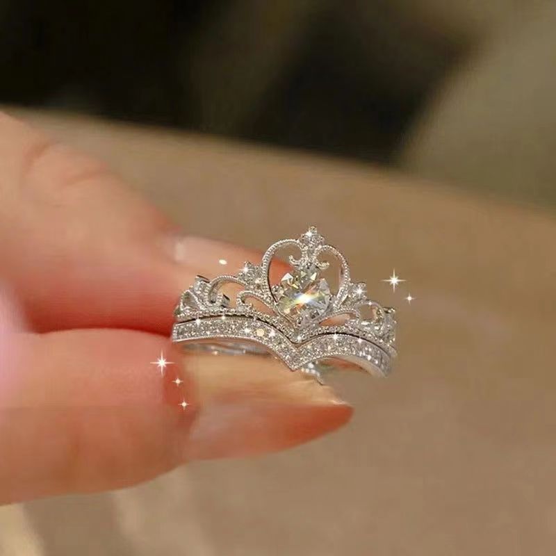 2-piece ring set Open Ring Crown Ring I am the Queen's Ring Unique personality Women's Rings Can be worn on any finger